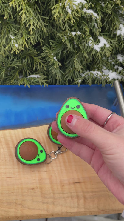 Super Cute 3D Printed Kawaii Avocado Clicker Keychains Clickey Fidget Sensory Toys