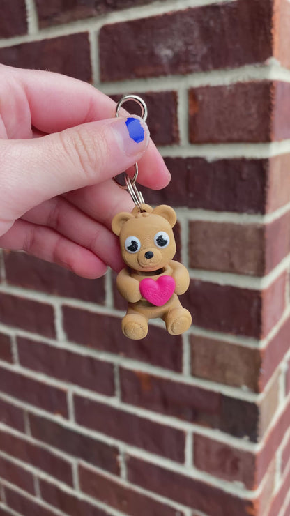 Teddy Bear Holding A Heart 3D Printed Articulated Valentines Day Cute Fidget Toys and Keychains