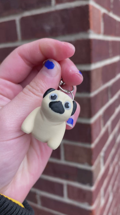 Miniature Pug 3D Printed Articulated Fidget Toys and Keychains