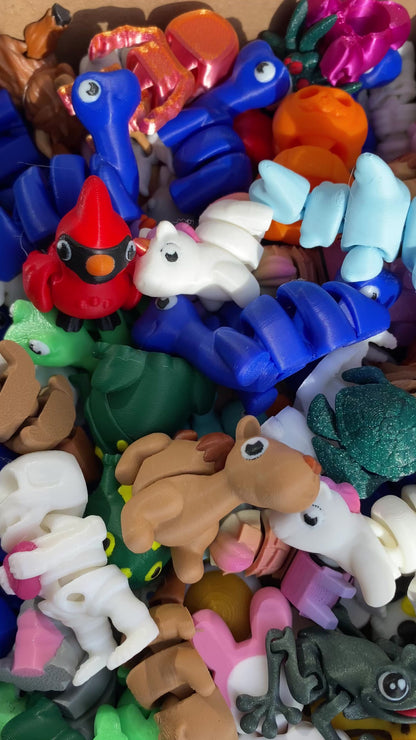 10pc Mystery Jar Of Tiny 2in Articulated Fidget Sensory Animals