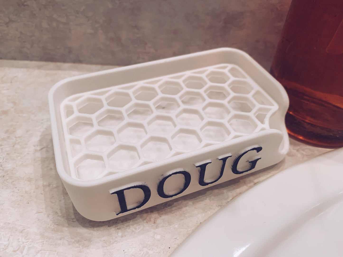 Customizable 3D Printed Hex Pattern Soap Dish