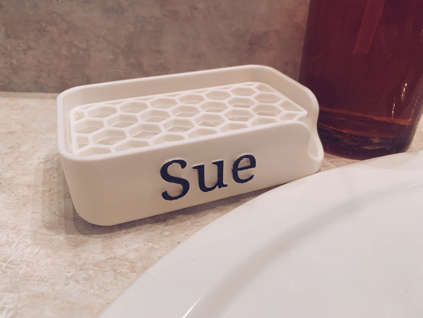 Customizable 3D Printed Hex Pattern Soap Dish