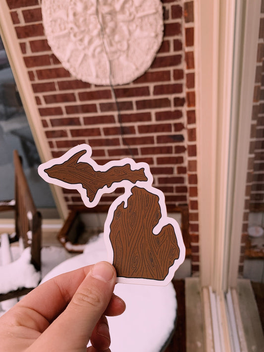 Woodgrain Michigan Sticker