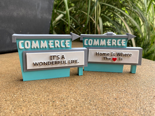 Commerce Drive-In Sign Miniature Desk/ Shelf and Christmas Tree Ornaments