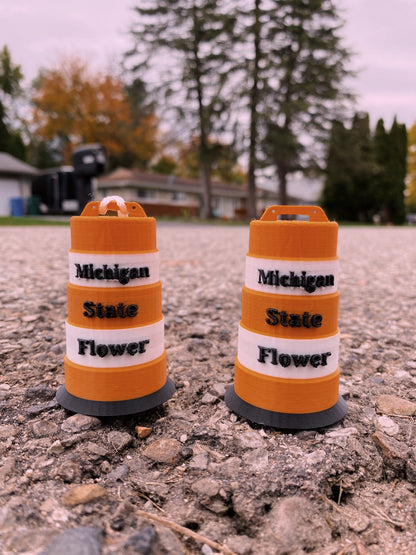 Michigan State Flower Traffic Construction Cone Barrel Drum Desk Shelf Christmas Tree Ornament