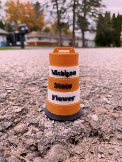 Michigan State Flower Traffic Construction Cone Barrel Drum Desk Shelf Christmas Tree Ornament