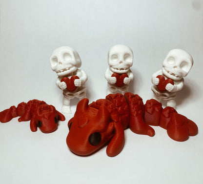 Articulated 3D Printed Baby Love Dragon And Heart Skeleton Valentines Day Combo Fidget Toys