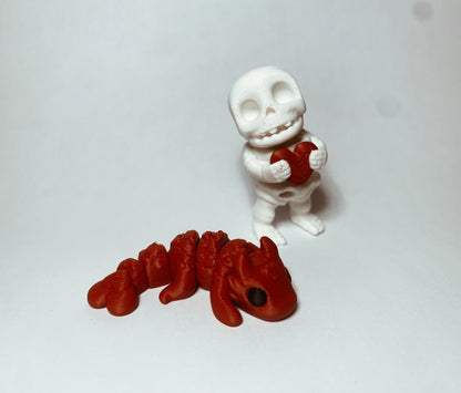 Articulated 3D Printed Baby Love Dragon And Heart Skeleton Valentines Day Combo Fidget Toys