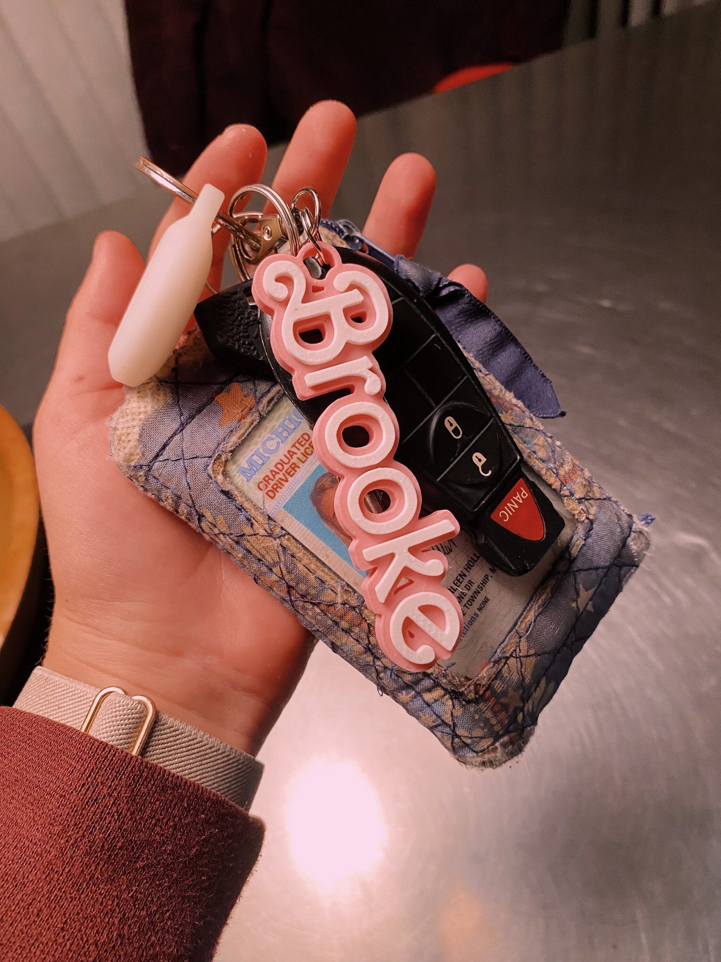 Custom Pink Doll Name Tag Keychain Luggage Tag Christmas Tree Ornament 3D Printed