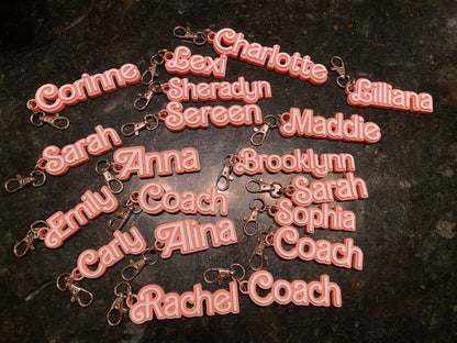 Custom Pink Doll Name Tag Keychain Luggage Tag Christmas Tree Ornament 3D Printed